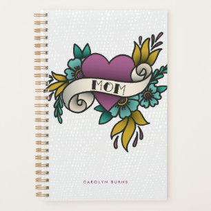 Purple et Turquoise Vintage maman Tatouage cardiaq