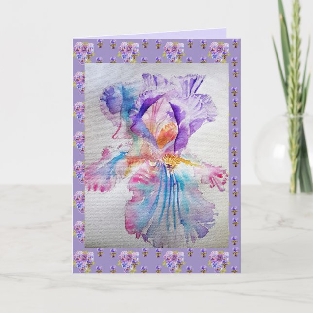Purple Ethereal Iris fleurie carte d'anniversaire (Devant)