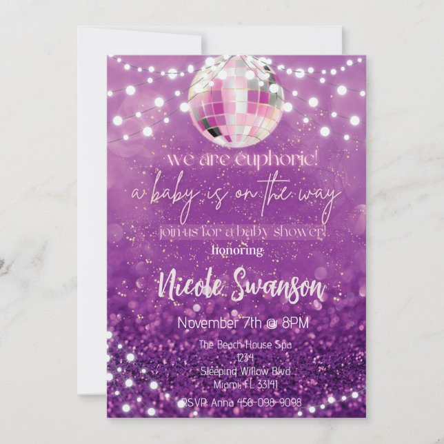 Purple Euphoria Baby shower esthétique Invitation (Devant)