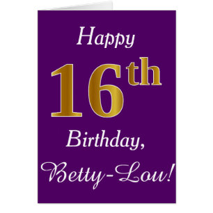 Purple, Faux Gold 16e anniversaire + Nom personnal