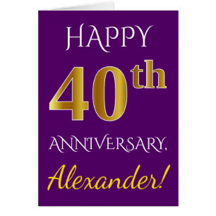 Purple, Faux Gold 40e anniversaire de Mariage + No
