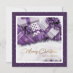 Purple Faux Gold Foil Cadeaux de neige Cartes de N