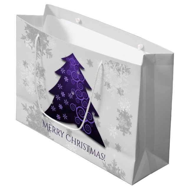 Purple Festif Arbre de Noël Sac cadeau (Devant Angle)
