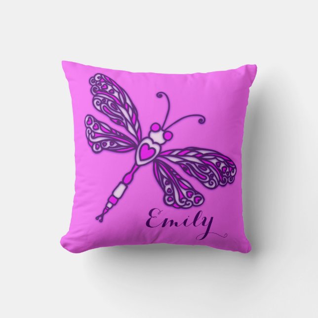 Purple filles nom dragonfly coussin coussin (Recto)