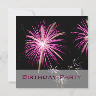 Purple Fireworks Invitation à la fête d'anniversai