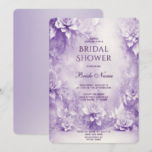 Purple Fleurs Blanches Invitation à la douche nupt