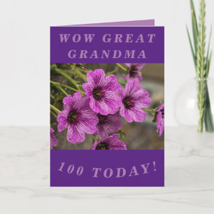 Purple Floral 100e Anniversaire Carte Grande grand