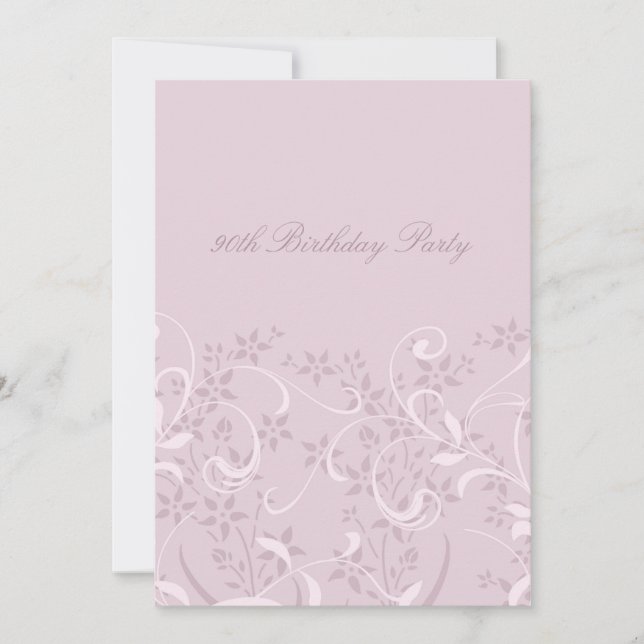 Purple Floral 90e anniversaire Invitations (Devant)
