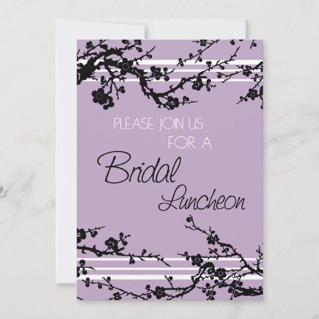 Purple Floral Bridal Luncheon Invitation Cards (Devant)