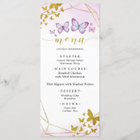 Purple Floral Butterfly Party Menu Sign