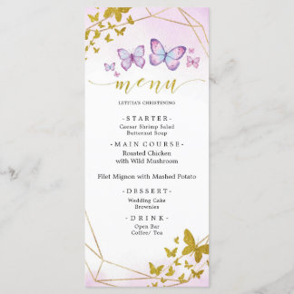 Purple Floral Butterfly Party Menu Sign