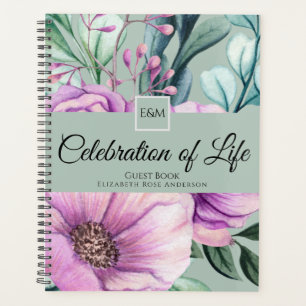 Purple Floral Celebration of Life Livre d'invité
