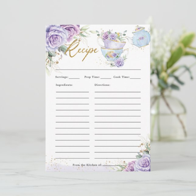 Purple Floral High Tea Party Apportez la carte de  (Debout devant)