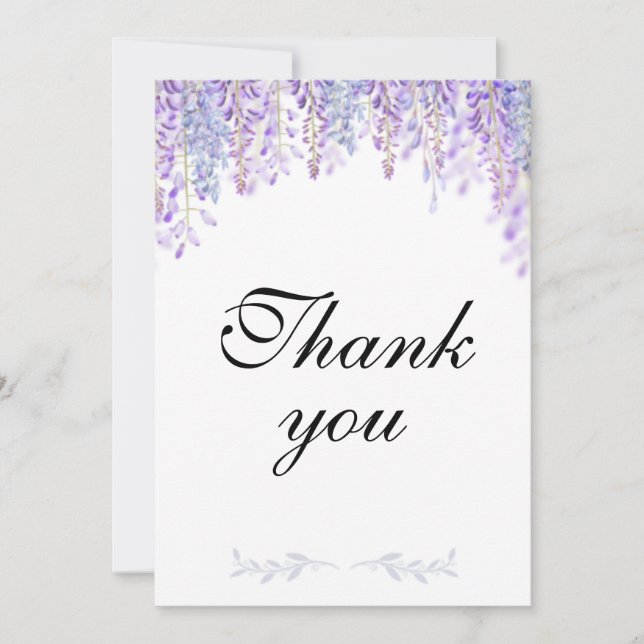 Purple Floral Merci Cartes Mariage (Devant)