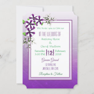 Purple Floral Petunias Lace Mariage Invitations
