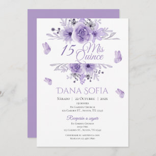 Purple Floral Quincenera Invitation Espagnol