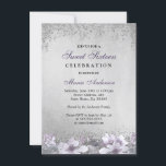 Purple Floral Silver Shimmer Sweet 16 Invitation<br><div class="desc">Purple Floral Silver Shimmer Sweet 16 Invitation Voir la collection correspondante dans Niche and Nest Store Design avec l'aimable autorisation de : https://www.etsy.com/shop/SmallHouseBigPony</div>