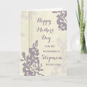 Purple Floral Stepmaman Joyeux carte de fête des m