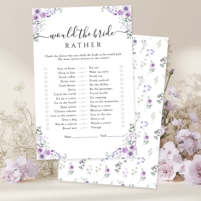 Purple Floral Would the bride rather Game (Créateur téléchargé)