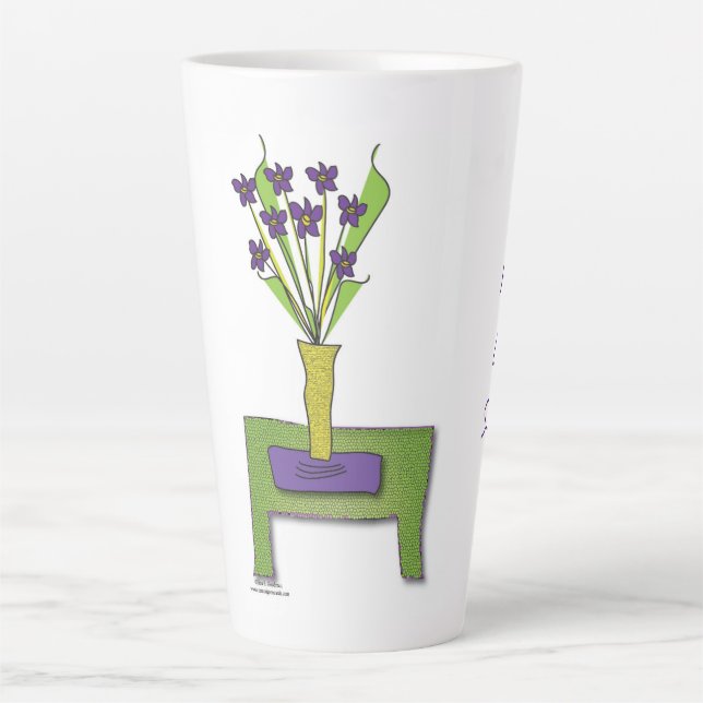 'Purple Flowers' - Garder la vie simple latte Mug (Devant)