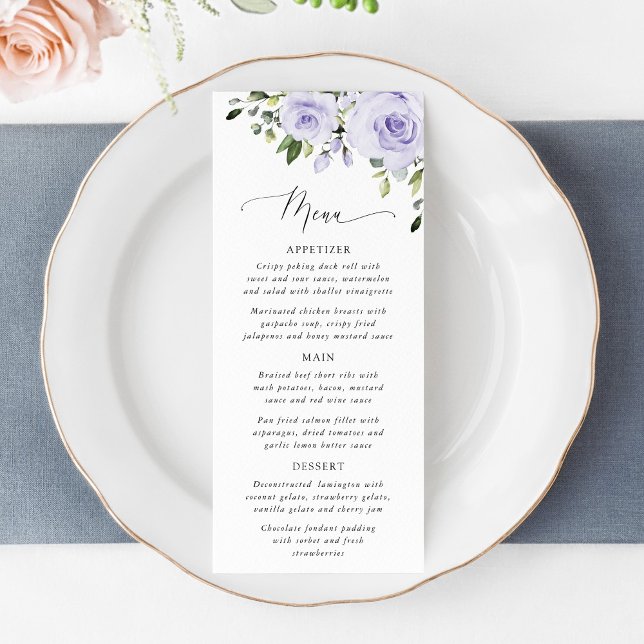 Purple Flowers, Lilac Flowers, Bridal Shower Menu (Créateur téléchargé)