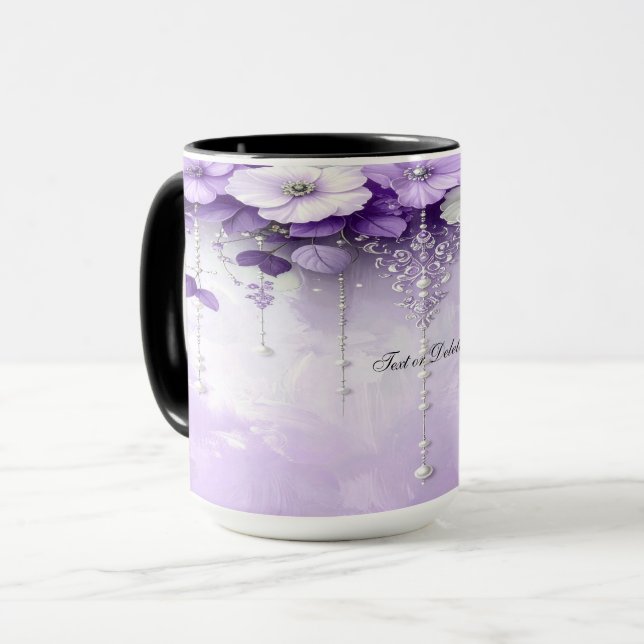 Purple Flowers with Dangling Pearls Mug (Devant gauche)