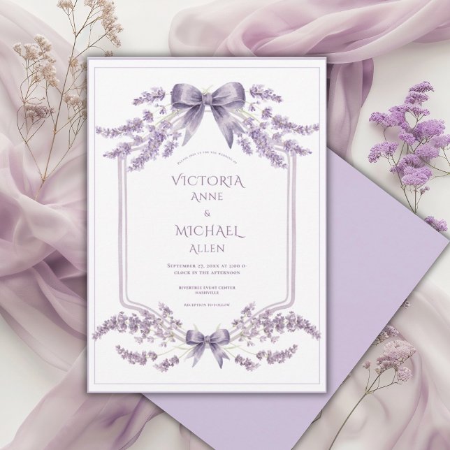 Purple Frame Floral Elegant Wedding Invitation (Créateur téléchargé)