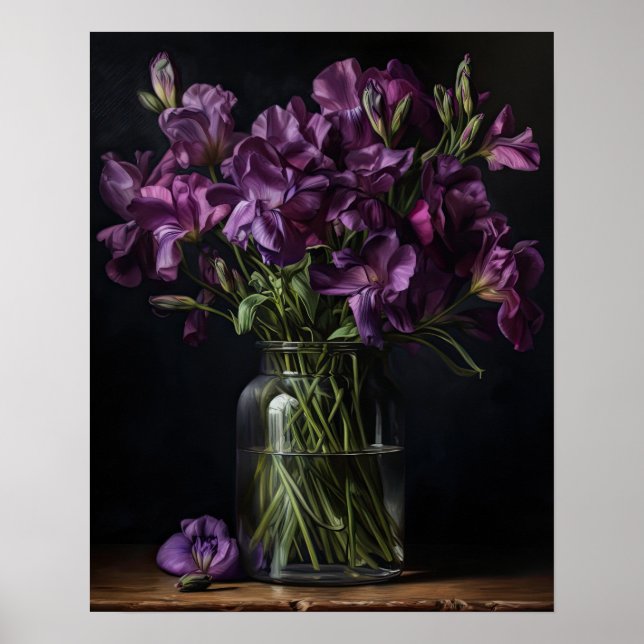 Purple Freesia Flowers Art Imprimer Poster (Devant)