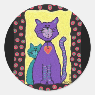 Purple Funky Chat & Kitty - autocollants