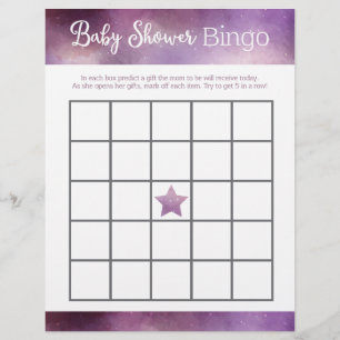 Purple Galaxy Baby shower Jeu de Bingo