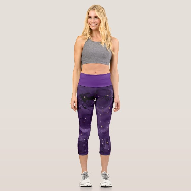 Purple Galaxy Series Design 8 Capri Leggings (Recto)