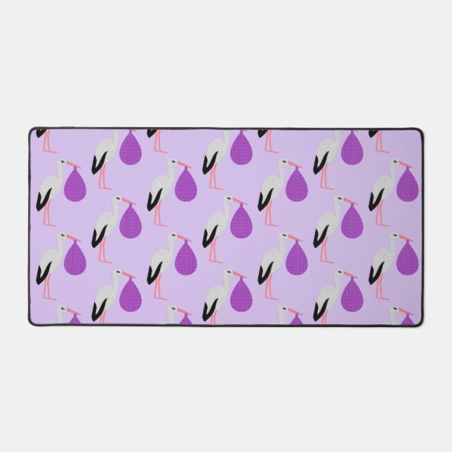 Purple gender neutral Baby Stork Patterned (Recto)