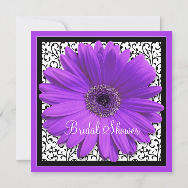Purple Gerbera Daisy Invitation nuptiale douche (Devant)