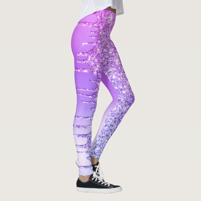 Purple Glitter Drips Leggings (Droite)