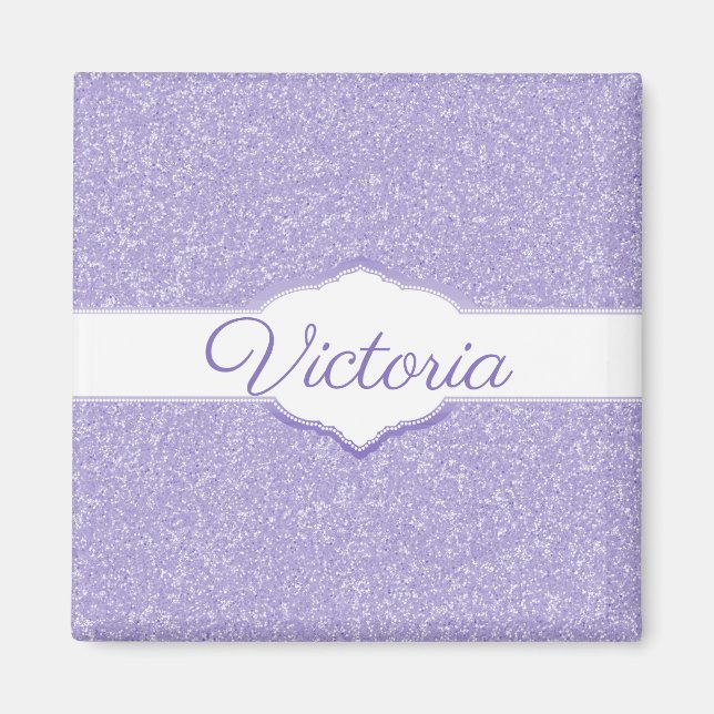 Purple Glitter Personalized Magnet (Devant)