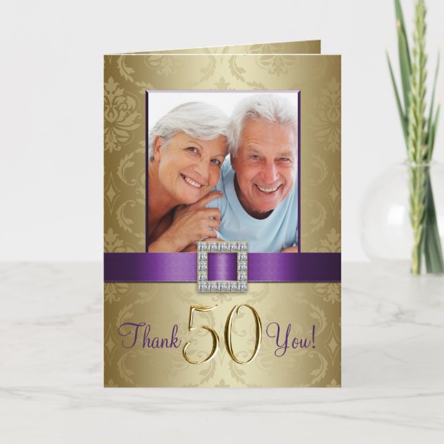 Purple Gold 50e Mariage Anniversaire Merci (Devant)