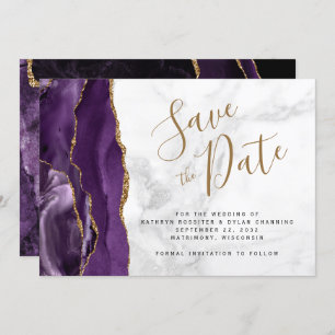 Purple Gold Agate Gris Marbre Enregistrer la carte