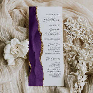 Purple Gold Agate Programme de mariage de script