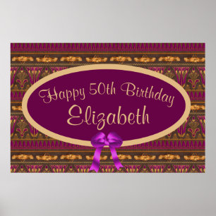 Purple Gold Art Déco 50e Anniversaire Grande affic