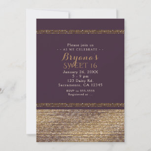 Purple Gold Chic Sparkling Glam Party Invitations