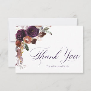 Purple Gold Floral Personnalisé Merci Notes