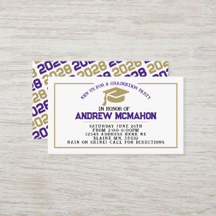 Purple Gold Graduation Invitation Faire-part Insér