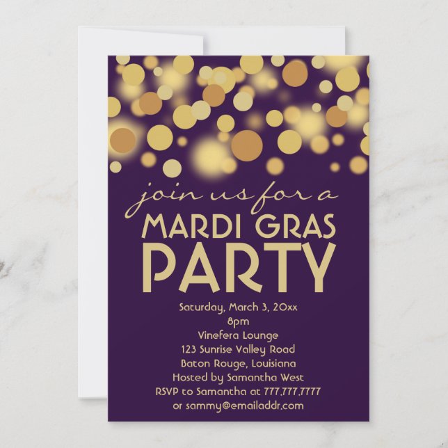 Purple Gold Mardi Gras Invitations (Devant)