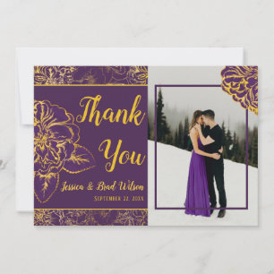 Purple Gold Vintage Floral Mariage Merci photo