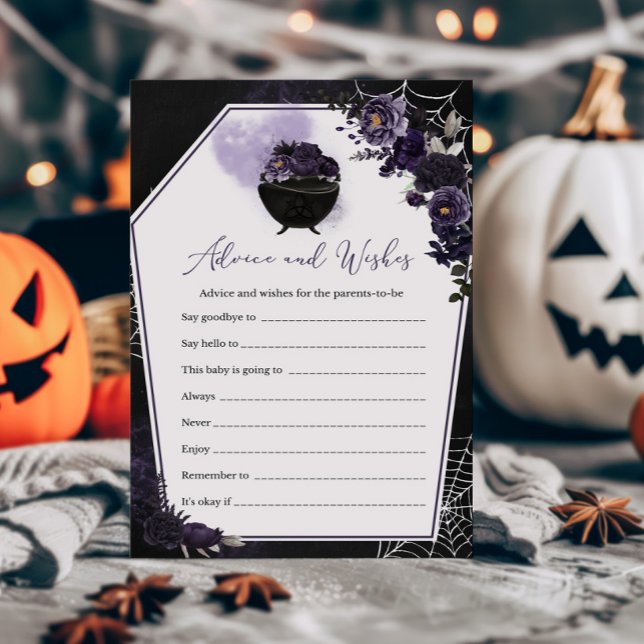 Purple gothique Floral Conseils et voeux jeu (Floral Gothic Baby Shower Invitation Advice and Wishes Game)