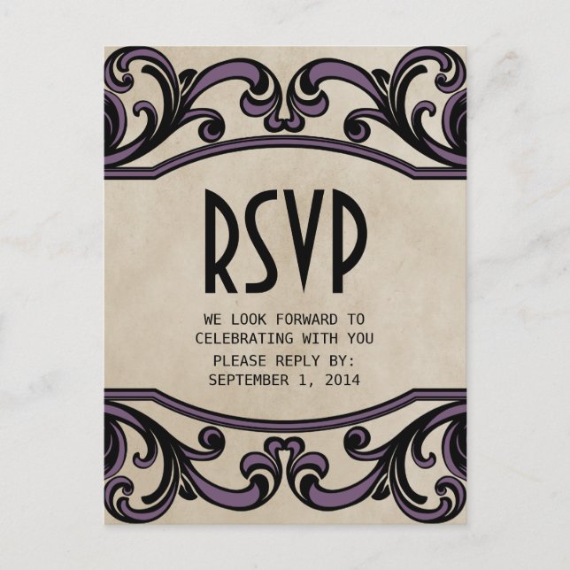 Purple Gothique Frottes RSVP Carte Postale (Devant)
