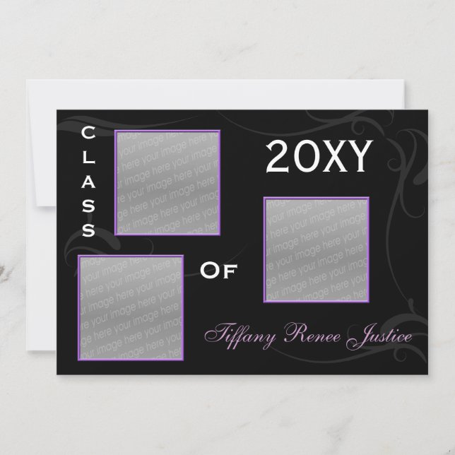 Purple Graduation multi photo Invitation (Devant)