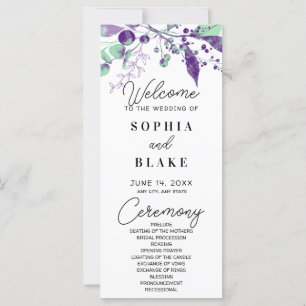 Purple & Green Berries & Greenery Wedding Programm