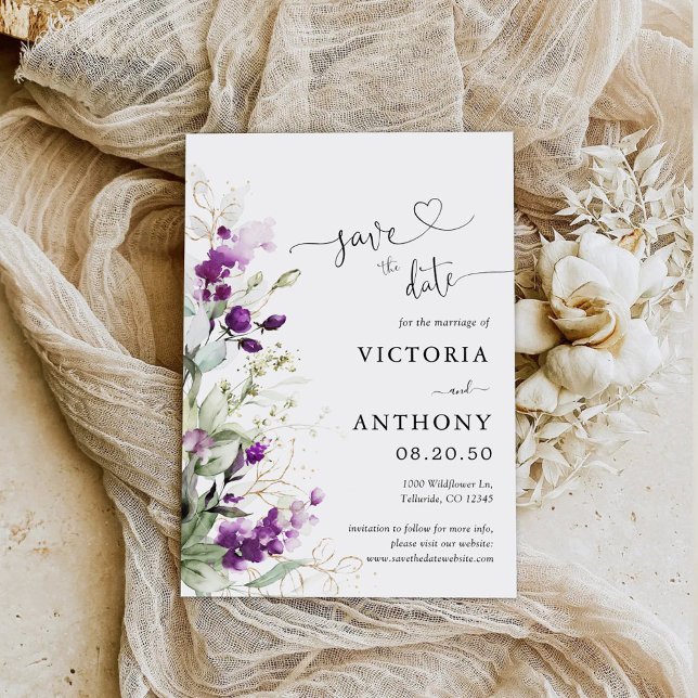 Purple Greenery Lavender Enregistrer Les Cartes De (Créateur téléchargé)