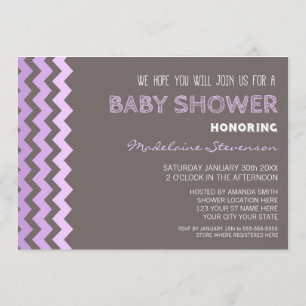 Purple Grey Chevron Invitations Personnalisées De 
